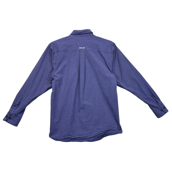 Ariat Pro Series Shirt Men's Small Blue Purple Plaid Stretch Western Button Down - Picture 4 of 14